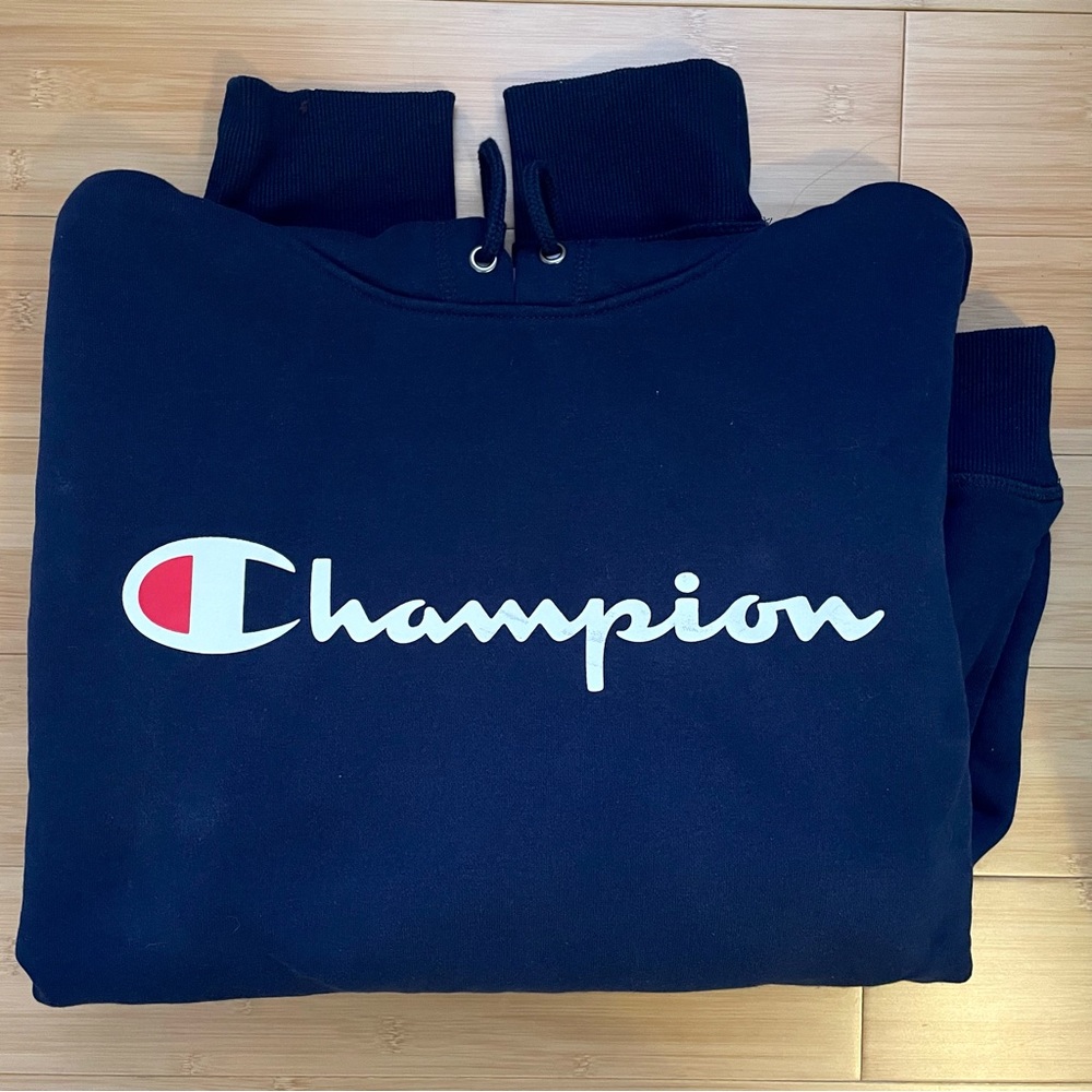 Champion Hoodie Navy Blue Medium